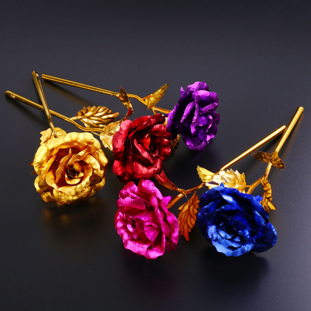 24K Gold Foil Rose Flower Artificial Valentine's Day ...